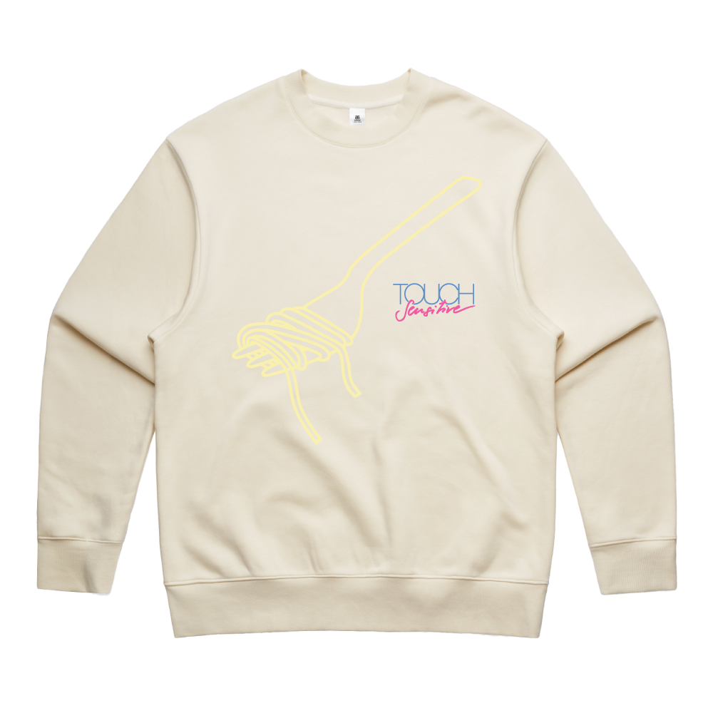 Touch Sensitive / Fork Logo Print Ecru Heavy Crew