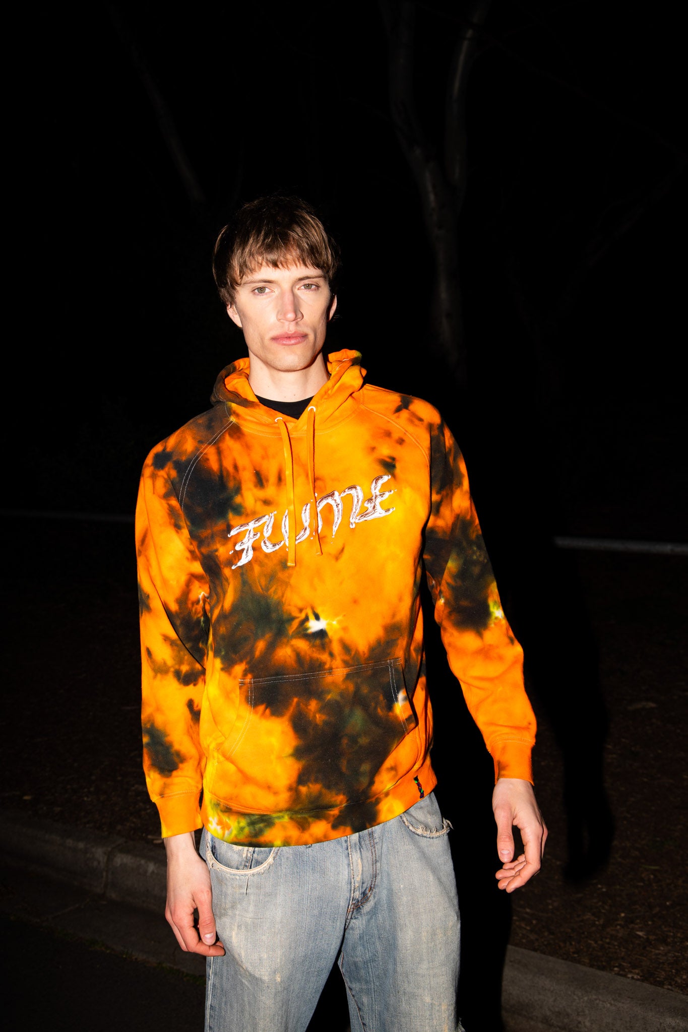 Logo / Orange Splash Tie Dye Hood