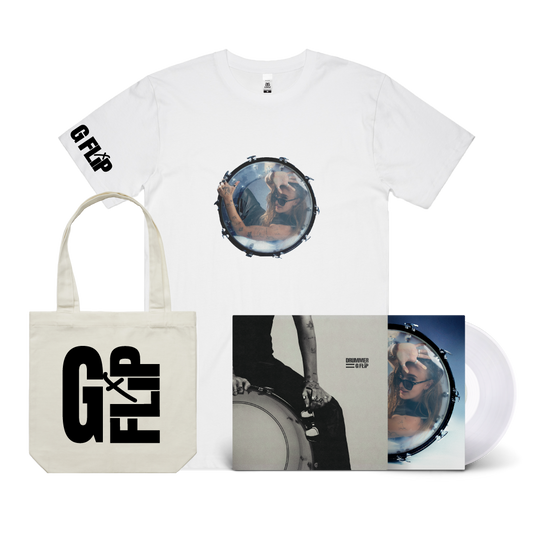 G Flip / DRUMMER LP Vinyl, White T-Shirt & Cream Tote Bundle